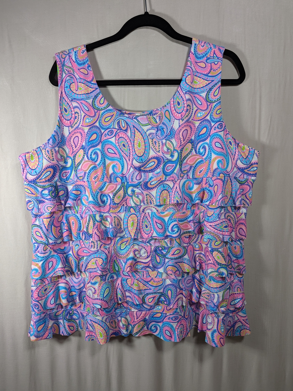 Multi-Color Paisley Ruffle Tank
